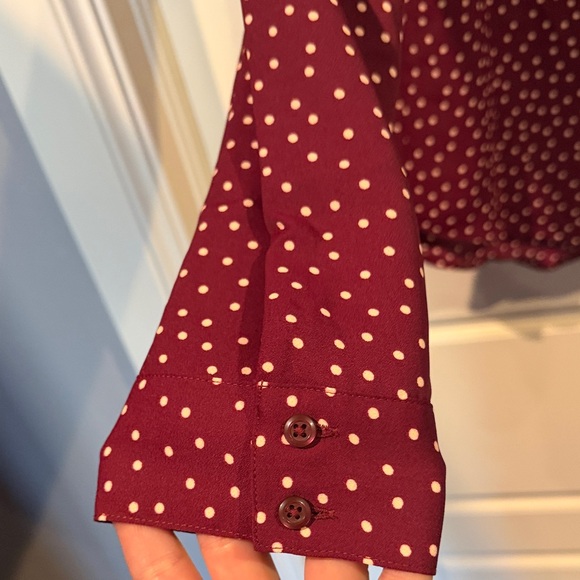 Express Maroon and White Polka Dot Top - Picture 4 of 6